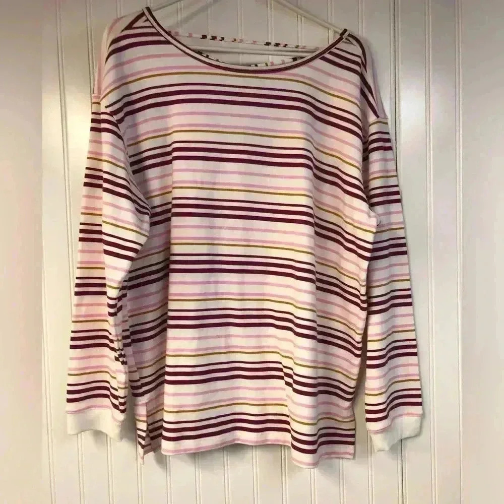 Maurices NWT Pink Stripe Pullover Sweatshirt 0X Strappy Back